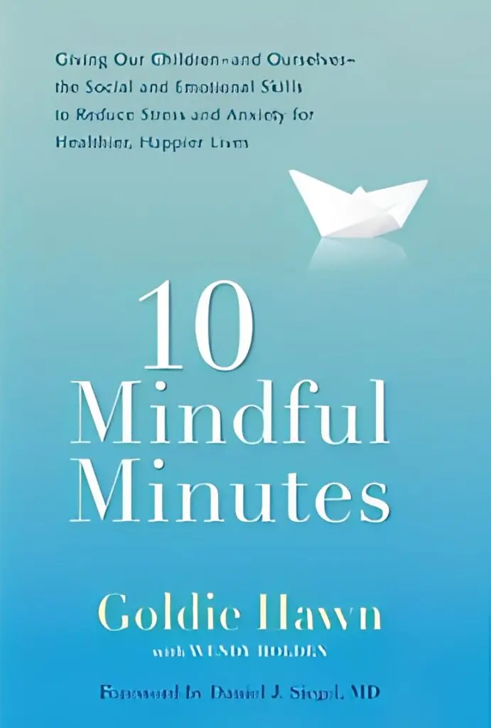 10 Mindful Minutes" book cover with origami boat.