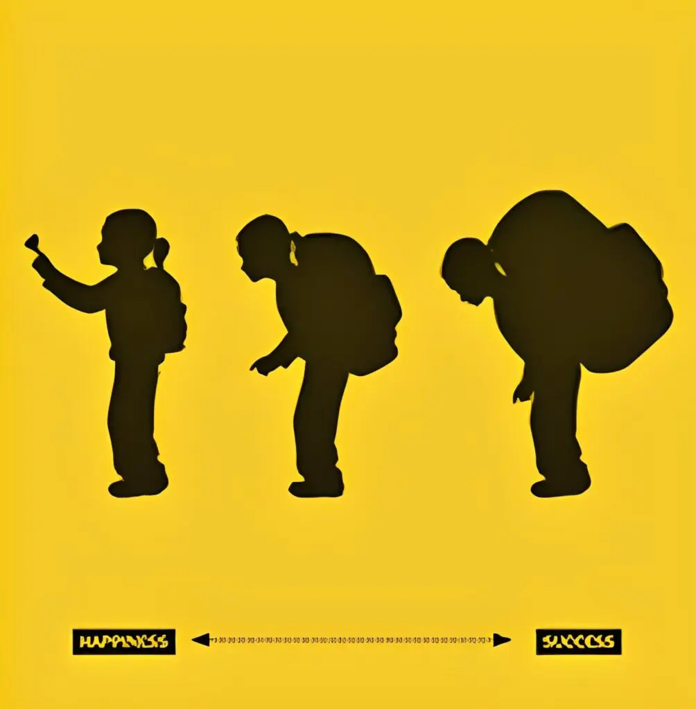 Silhouettes with backpacks showing life's progression.