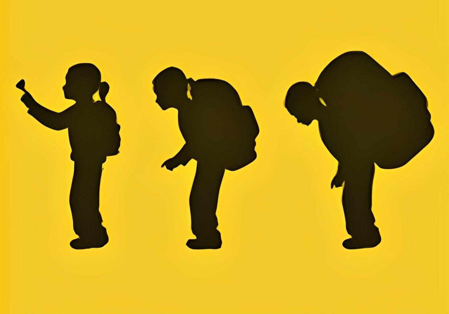 Silhouettes with backpacks showing life's progression.