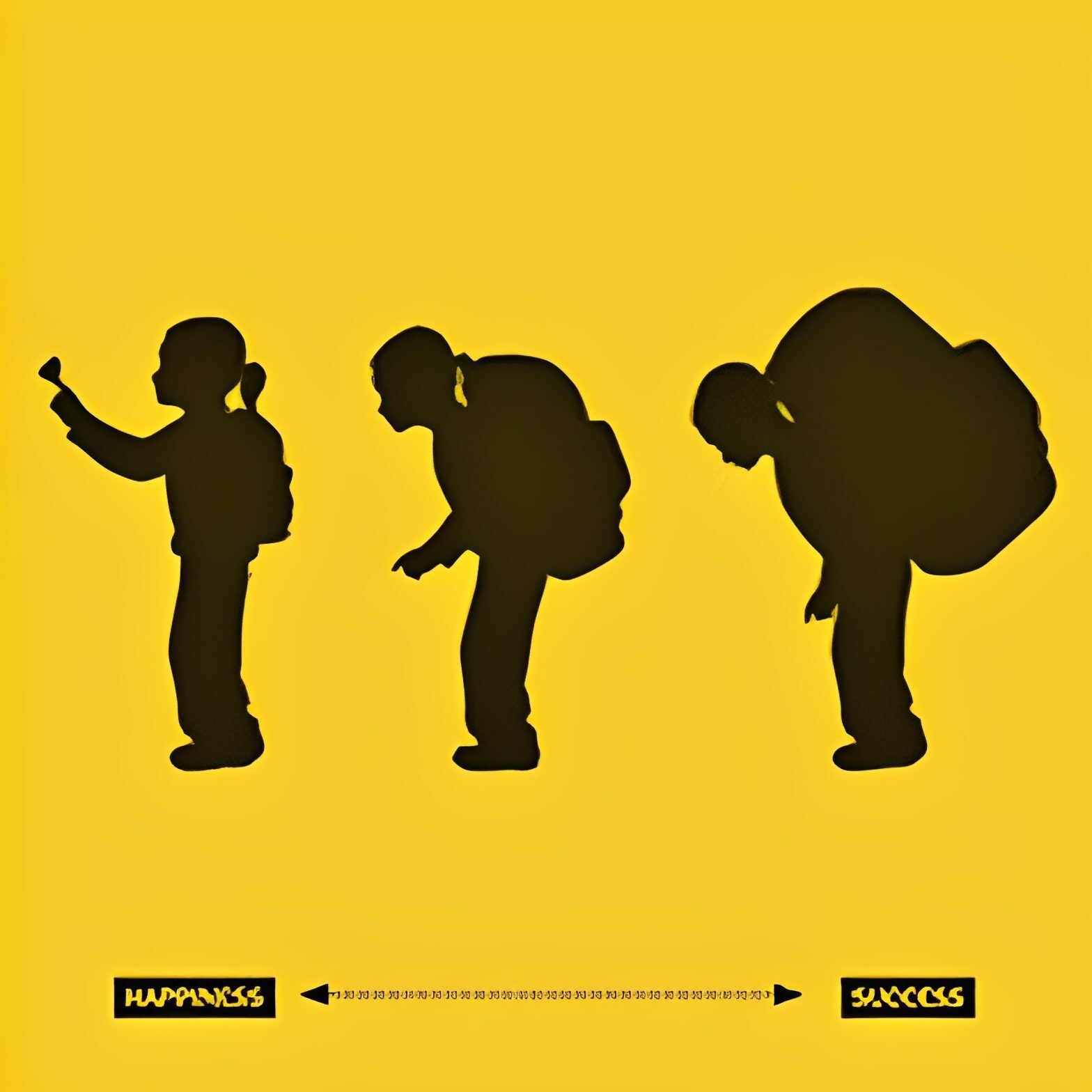 Silhouettes with backpacks showing life's progression.